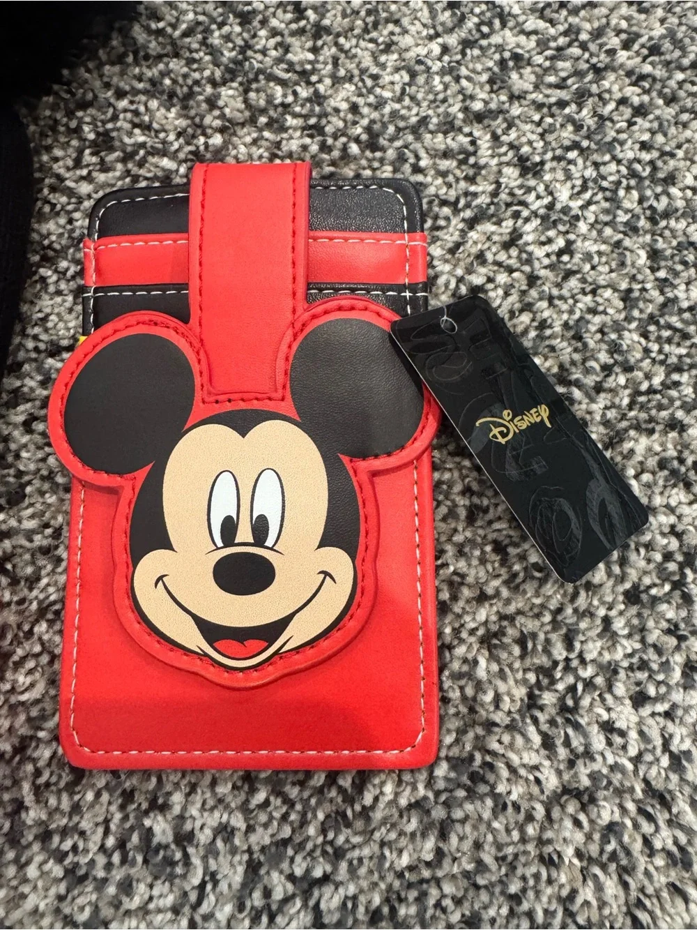 Disney Mickey Black & Red Pom Beanie for Kids and Wallet NWT